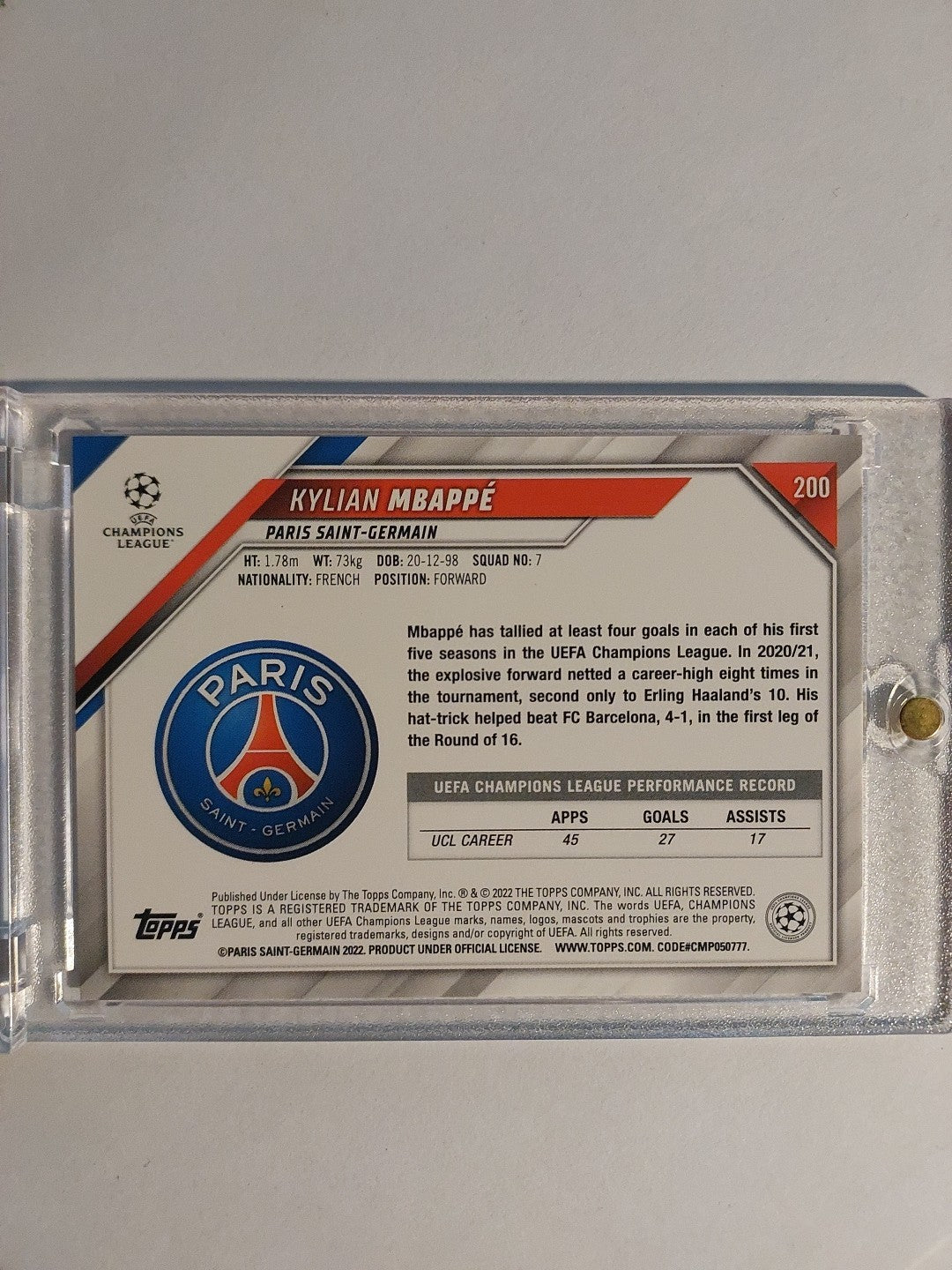Topps UCC 2021-22 Kylian Mbappé Paris Saint-Germain Parallel Insert Rare Hit – Bild 2