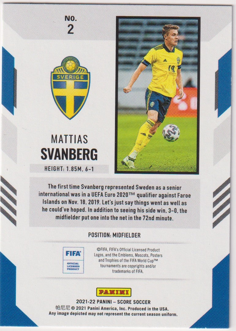 Panini 2021-22 PANINI - SCORE SOCCER 2021-22 MATTIAS SVANBERG Sweden Parallel – Bild 2