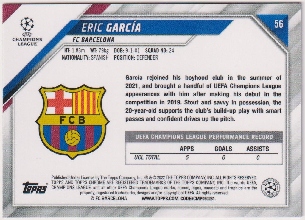 Topps Chrome 2022-23 Eric García Rookie FC Barcelona Parallel Rare – Bild 2