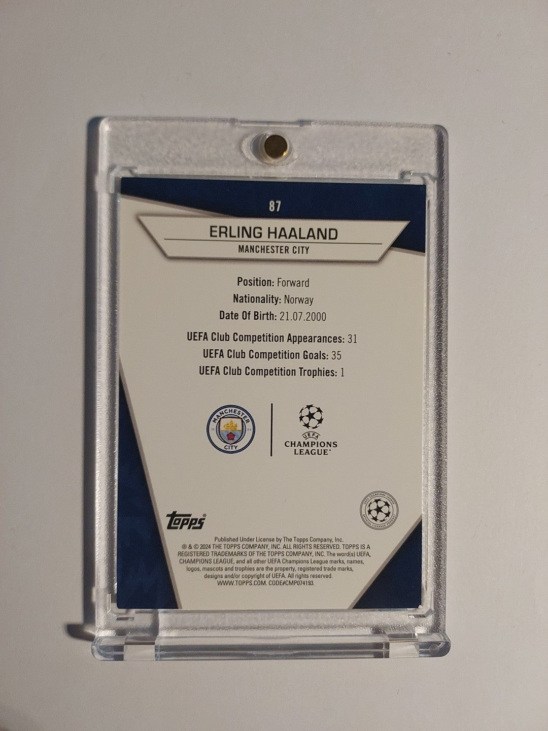 Topps UCC Stars 2023-24 Erling Haaland Manchester City Parallel Ultra Rare Hit – Bild 2