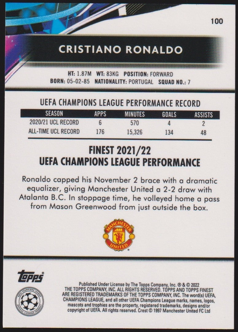 Topps 2022-23 Cristiano Ronaldo Manchester United Parallel UCC Chrome Rare – Bild 2