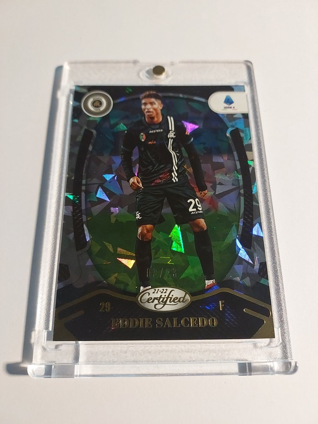Panini Chronicles 2021-22 Eddie Salcedo Spezia Parallel 3/23 Refractor Rare Hit – Bild 2