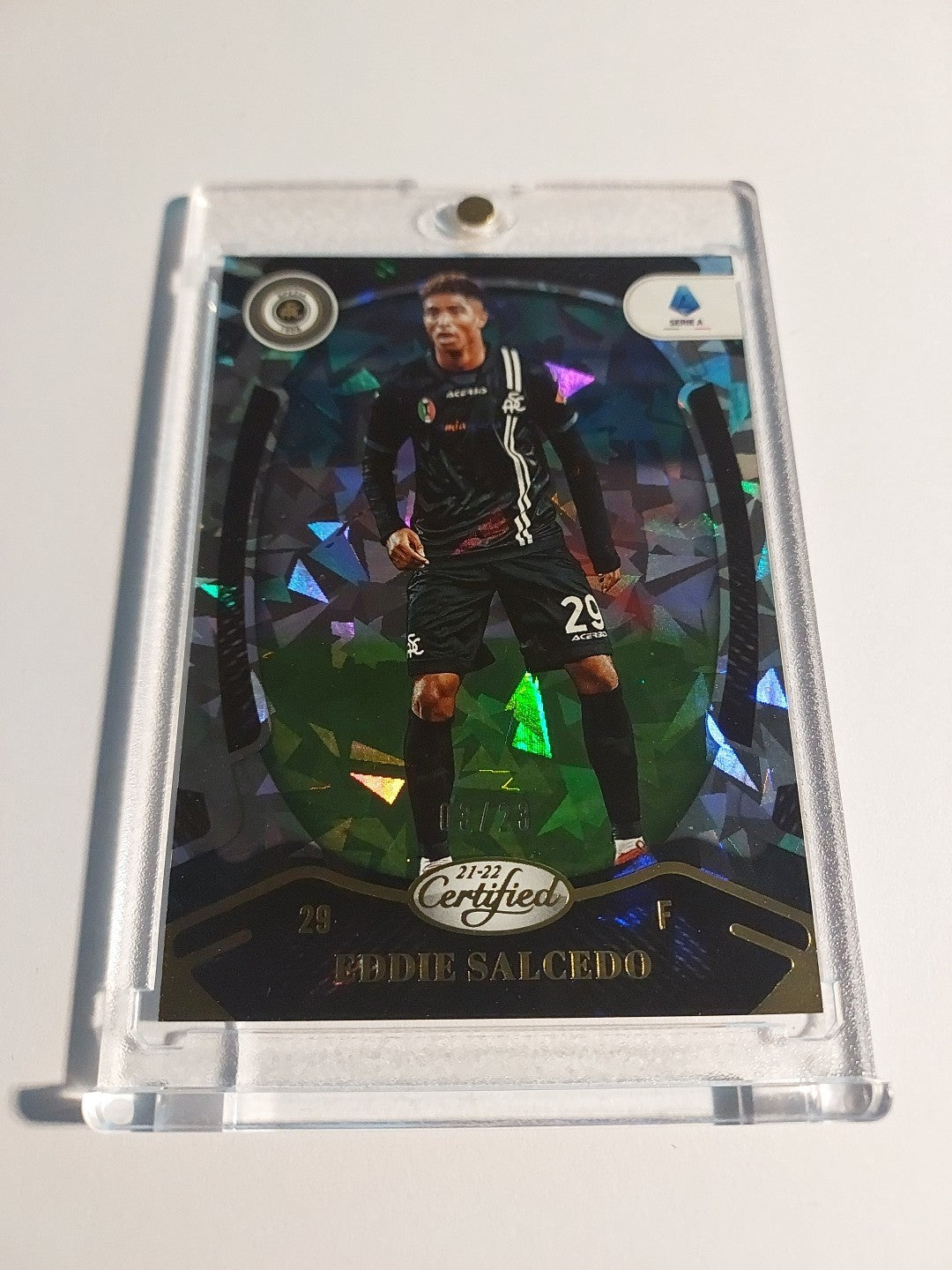 Panini Chronicles 2021-22 Eddie Salcedo Spezia Parallel 3/23 Refractor Rare Hit – Bild 2