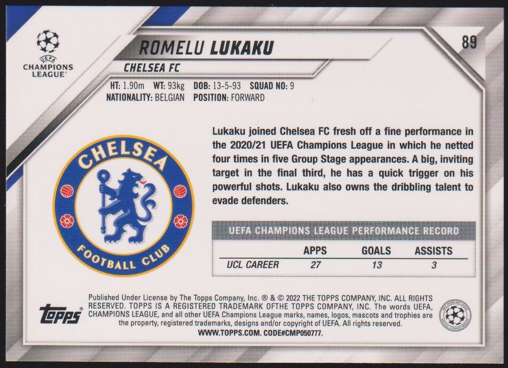 Topps 2021-22 Romelu Lukaku Chelsea FC Parallel Rare Refractor – Bild 2