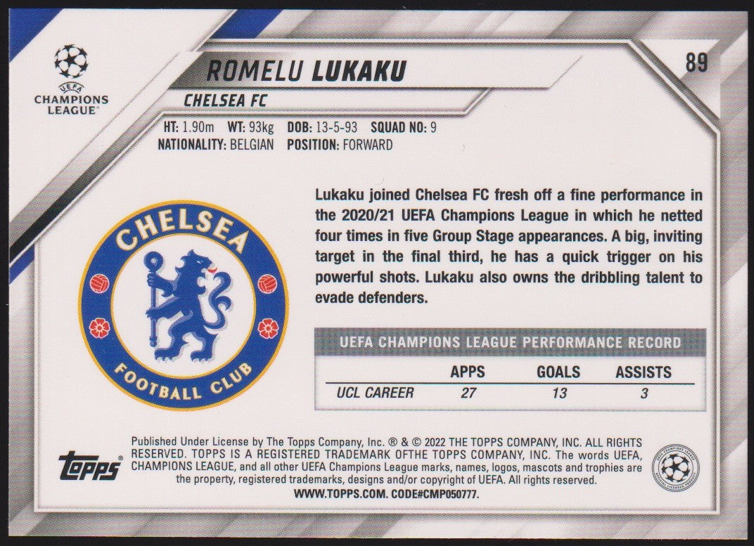 Topps 2021-22 Romelu Lukaku Chelsea FC Parallel Rare Refractor – Bild 2