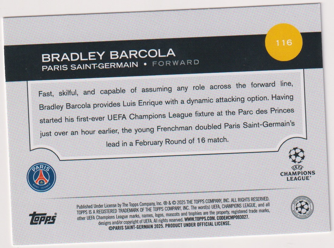Topps Future Stars 2025-26 Bradley Barcola Rookie Paris Saint-Germain All-Star – Bild 2