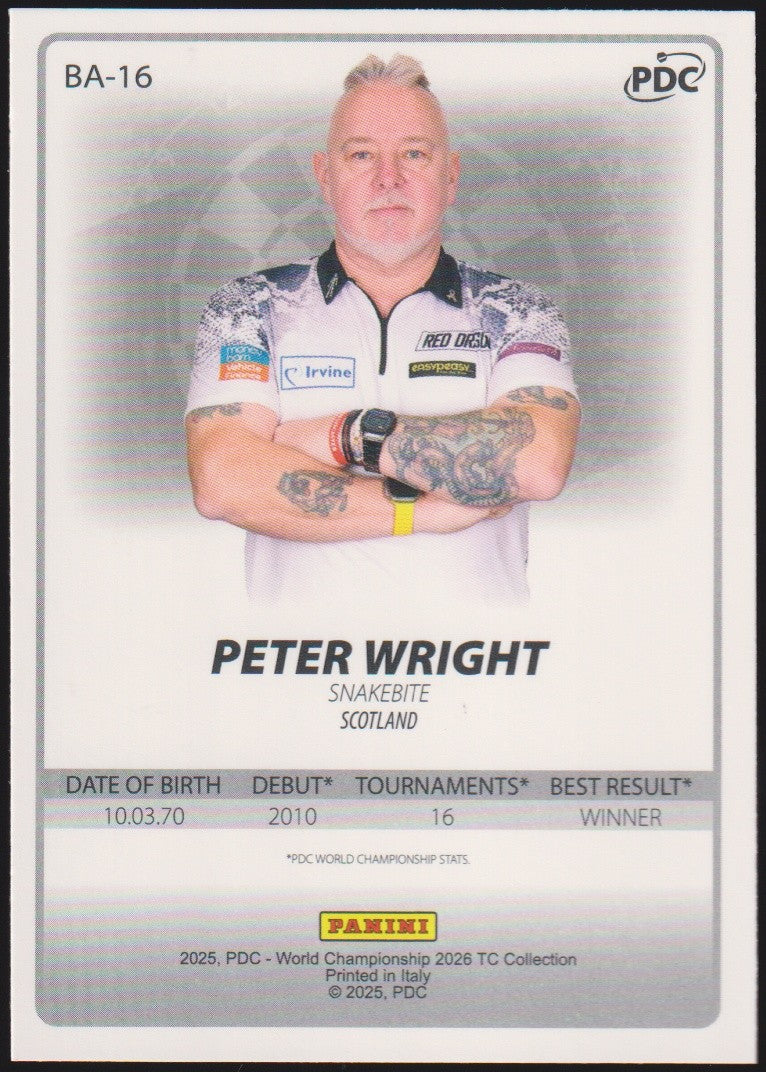 Panini PDC World Championship 2026 Peter Wright "Snakebite" Refractor Parallel – Bild 2