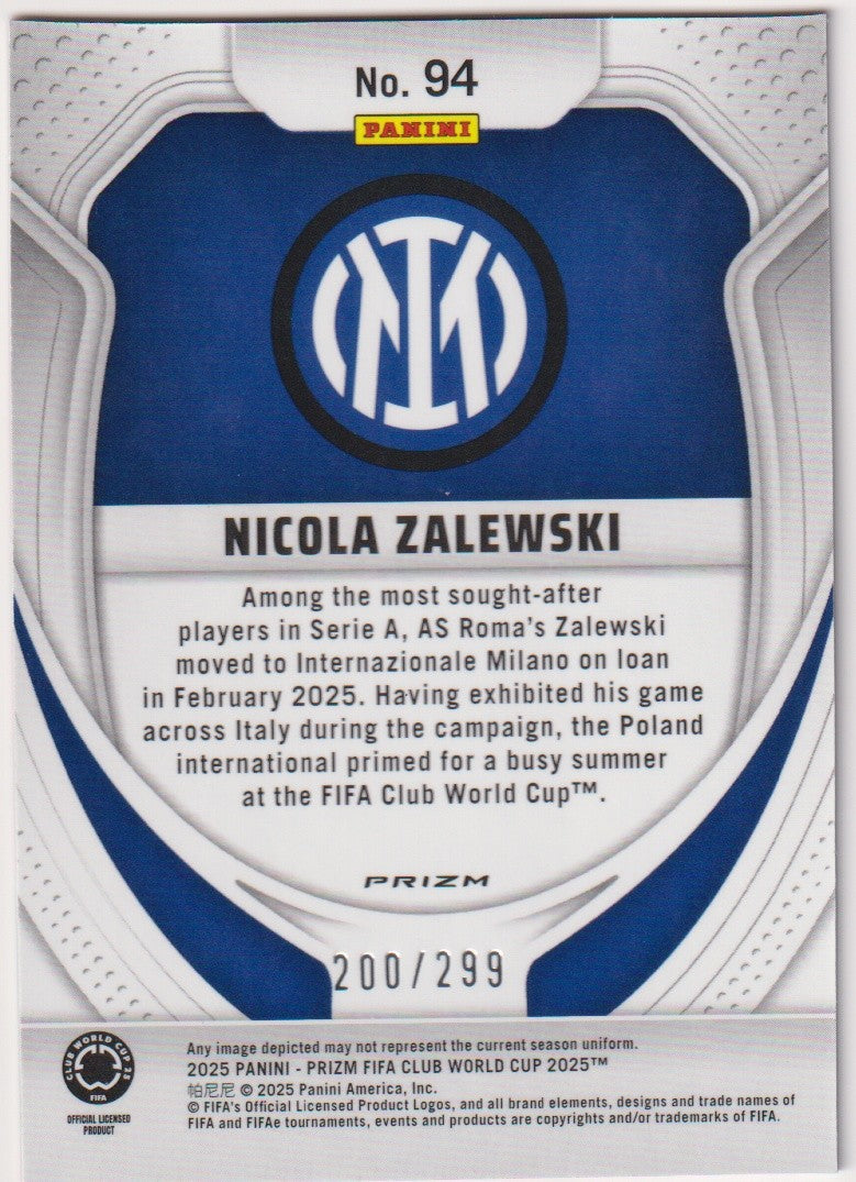 Panini Prizm 2023-24 Nicola Zalewski FC Internazionale Milano FIFA Club World – Bild 2