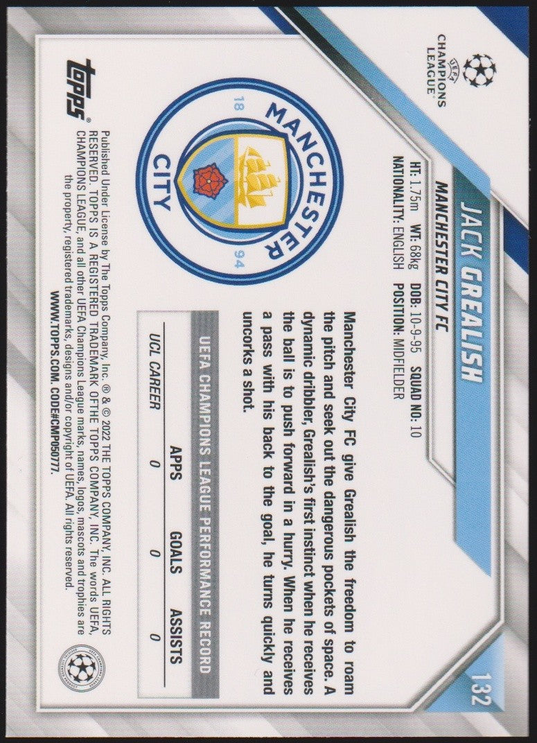 Topps Champions League 2021-22 Jack Grealish Manchester City Parallel Rare – Bild 2
