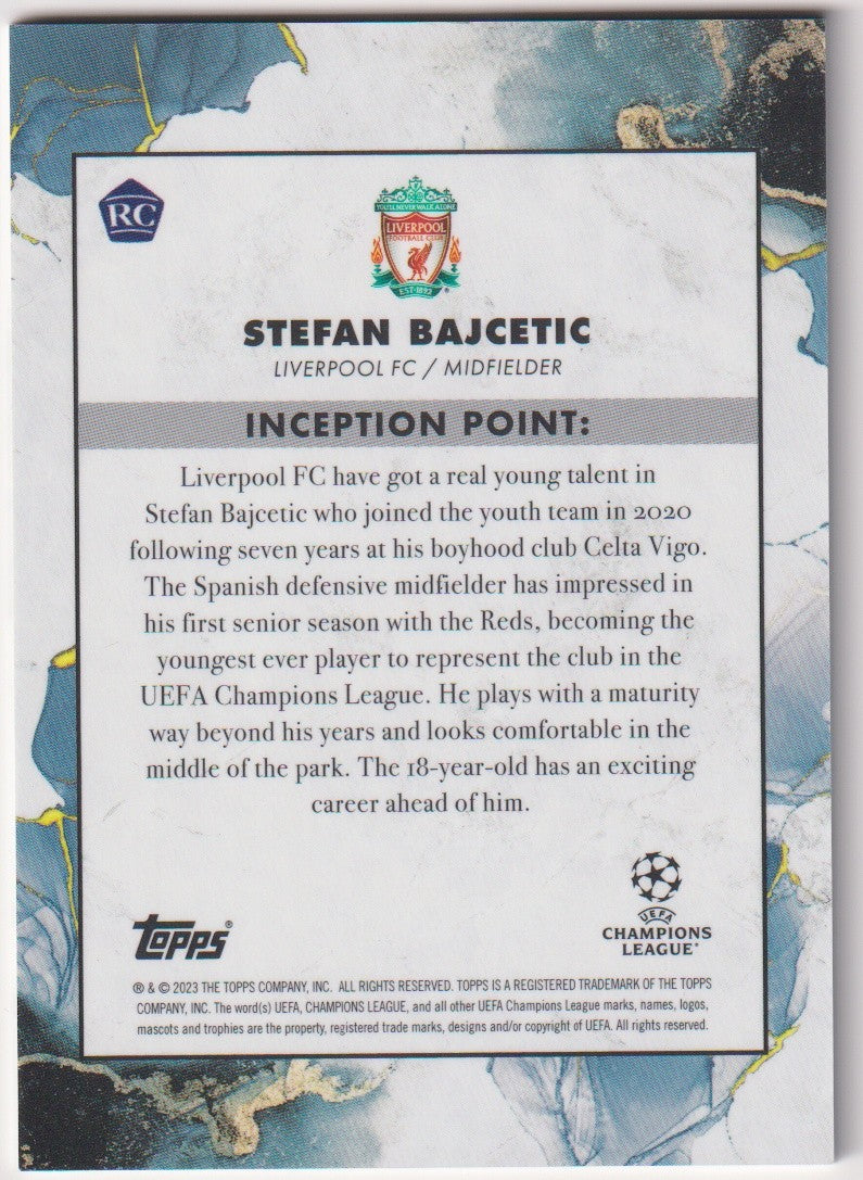 Topps 2023-24 Stefan Bajcetic Rookie Liverpool FC Inception Parallel Rare – Bild 2