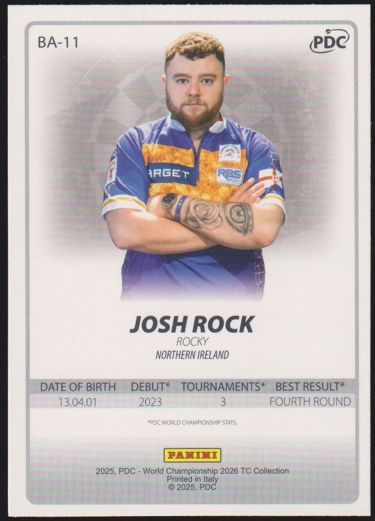 Panini PDC World Championship 2026 Josh Rock "Rocky" Refractor Parallel – Bild 2
