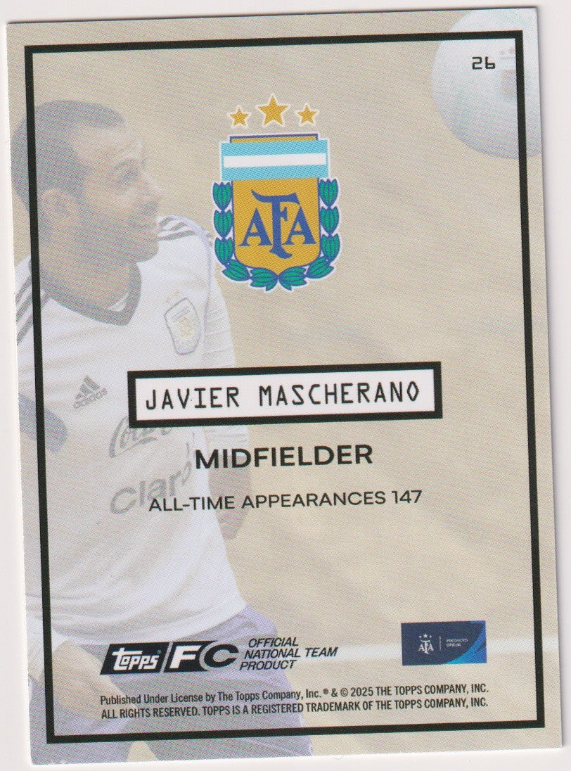 Topps Official National Team Product 2025-26 Javier Mascherano Argentinien – Bild 2
