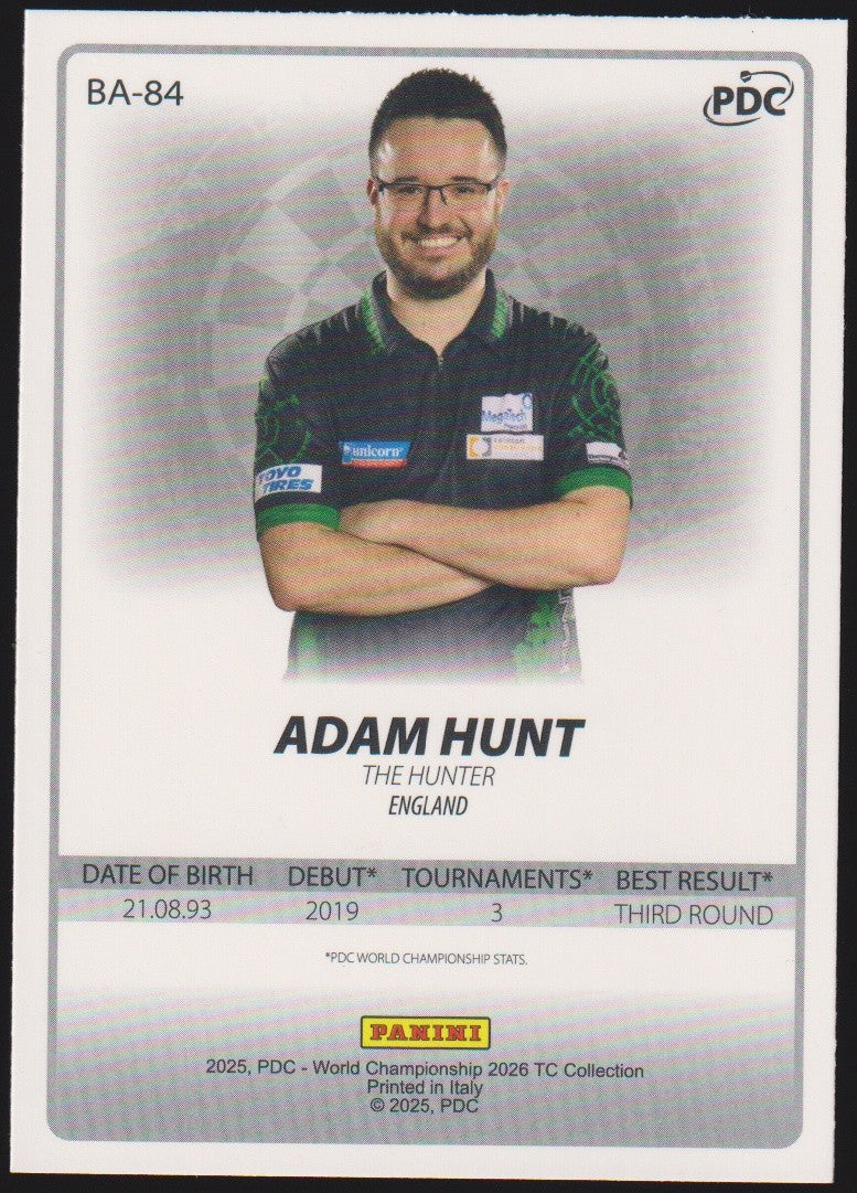 Panini PDC World Championship 2026 Adam Hunt "The Hunter" Refractor Parallel – Bild 2