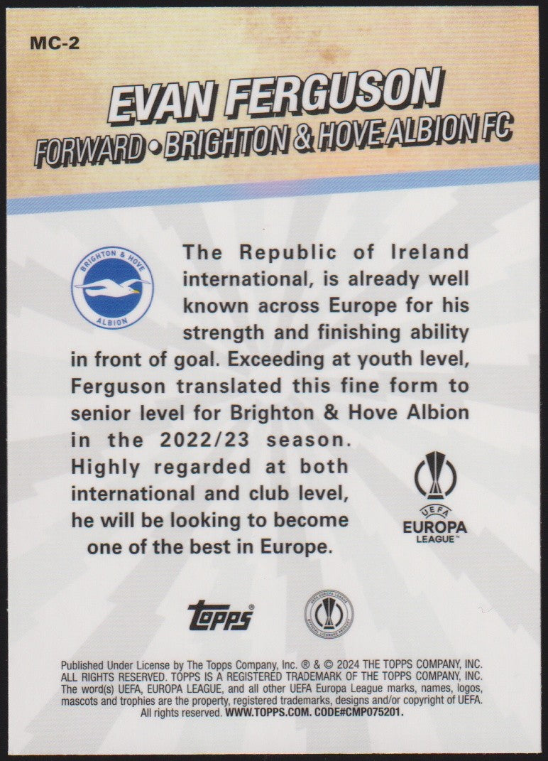 Topps Merlin's 2023-24 Evan Ferguson Brighton & Hove Albion FC Parallel – Bild 2