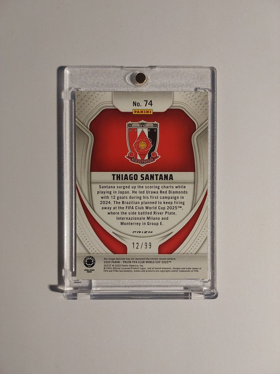 Panini Prizm Club WC 2025 Thiago Santana Urawa Red Diamonds Parallel 12/99 RC – Bild 2