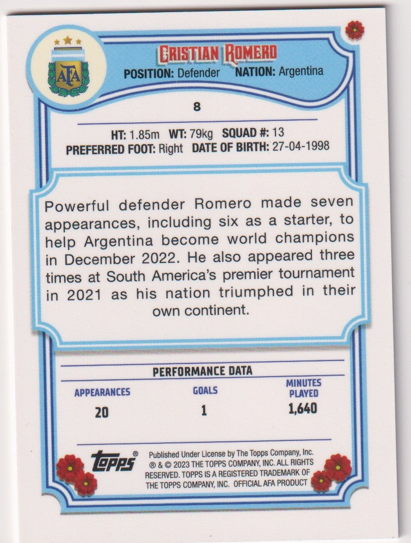 Topps Argentina Lineage 2023-24 Christian Romero Standard Parallel Rare – Bild 2