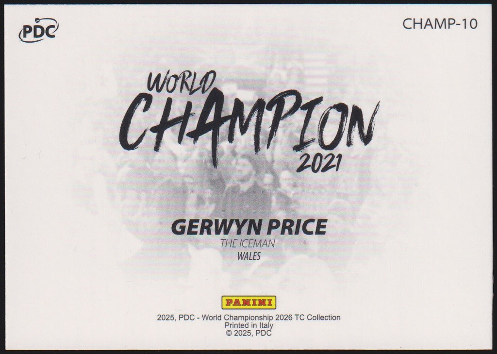Panini PDC World Championship 2026 Gerwyn Price "The Iceman" Refractor Parallel – Bild 2