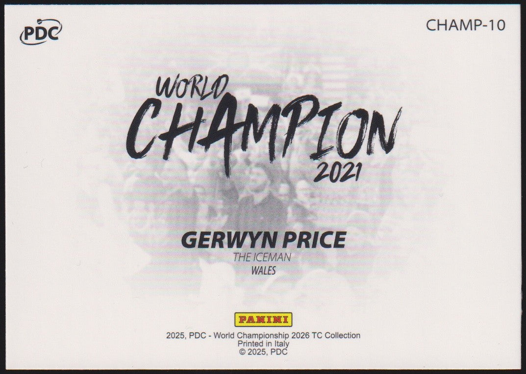 Panini PDC World Championship 2026 Gerwyn Price "The Iceman" Refractor Parallel – Bild 2