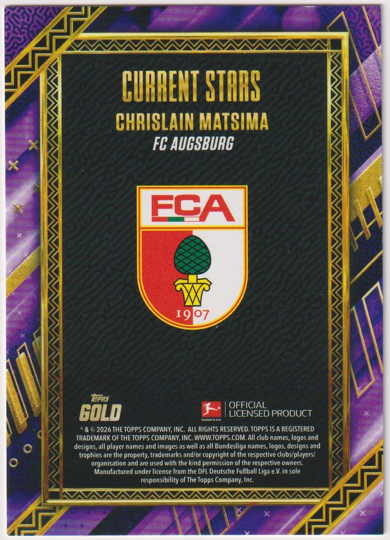 Topps Current Stars 2025-26 Chrislain Matsima FC Augsburg Parallel 45/50 – Bild 2