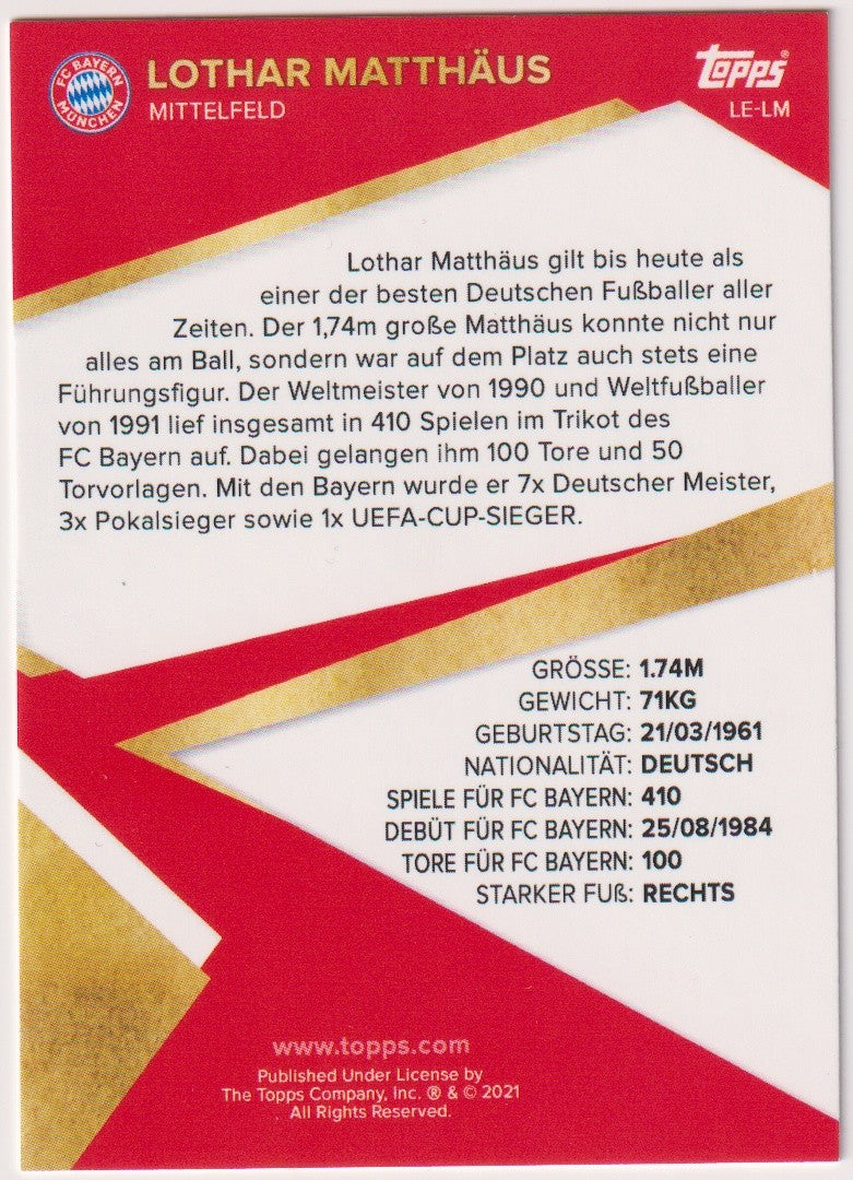 Topps 2020-21 Lothar Matthäus FC Bayern München Parallel Rare – Bild 2