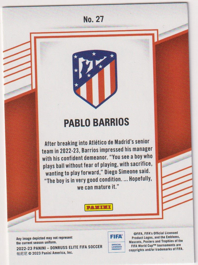 Panini DonRuss Elite 2022-23 Pablo Barrios Rookie Atlético de Madrid – Bild 2