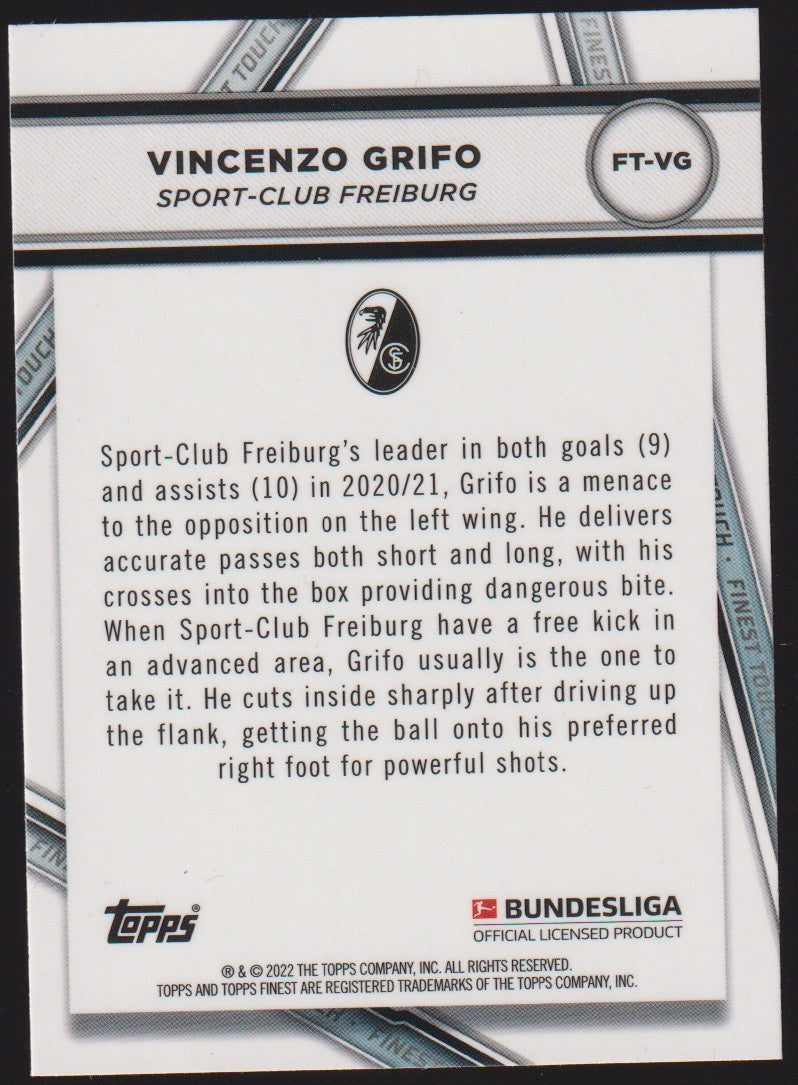 Topps Finest 2023-24 Vincenzo Grifo Sport-Club Freiburg Parallel Rare – Bild 2