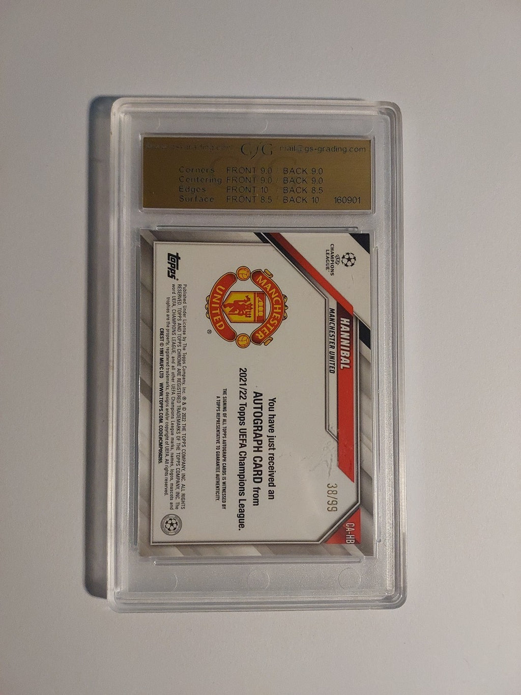 Topps Chrome 2021-22 Hannibal Manchester United Auto Parallel 38/99 GCG 9 = PSA – Bild 2