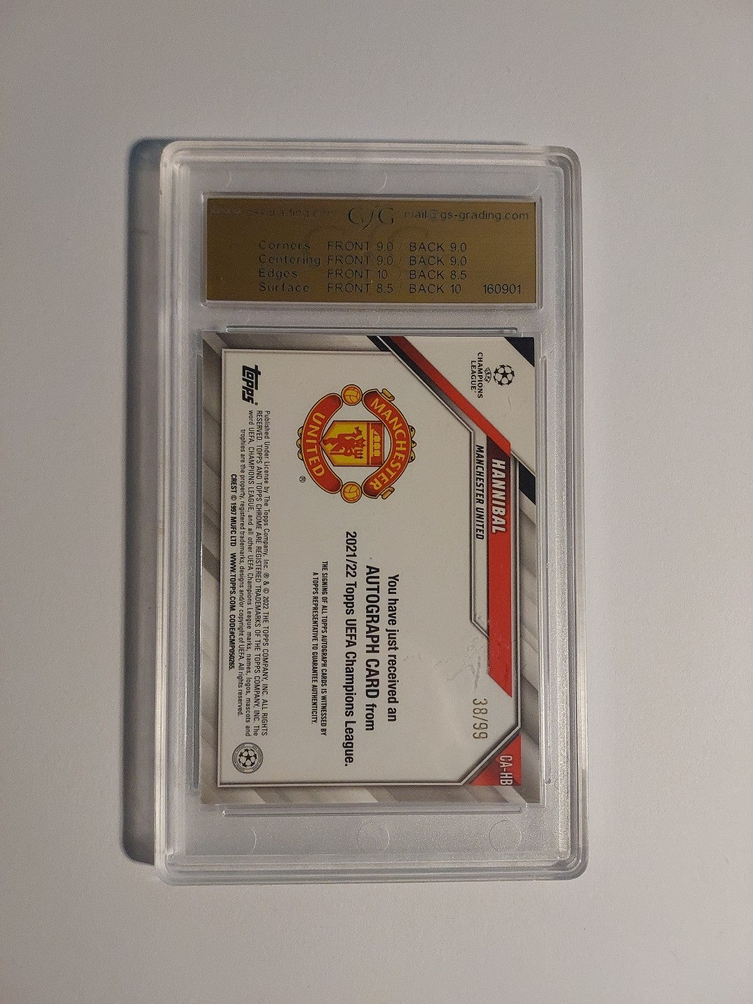 Topps Chrome 2021-22 Hannibal Manchester United Auto Parallel 38/99 GCG 9 = PSA – Bild 2
