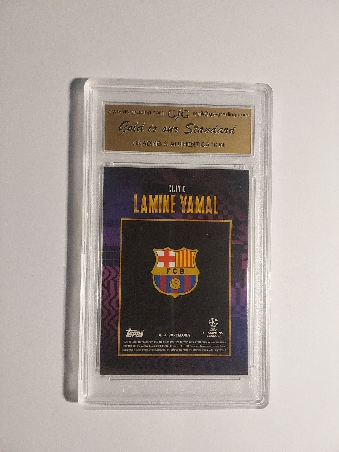 Topps UCC Gold 2024-25 Lamine Yamal Barcelona Elite Parallel GSG 9.0 = PSA BGS – Bild 2