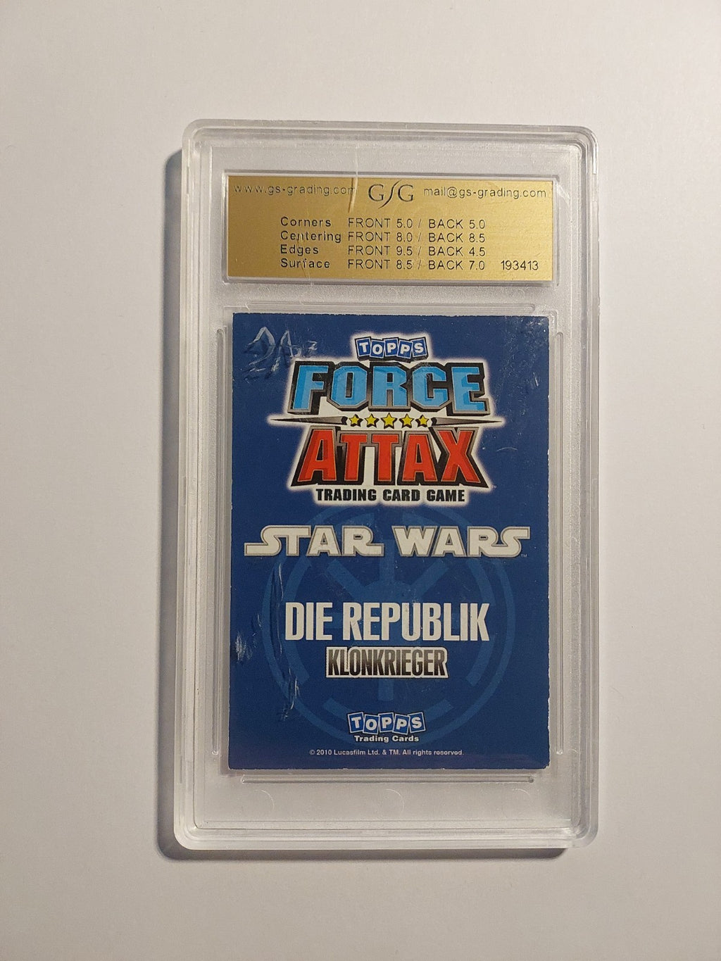 Topps Star Wars 2010 Klonkrieger Denal Republik GSG 5.5 = PSA Vintage Rare – Bild 2