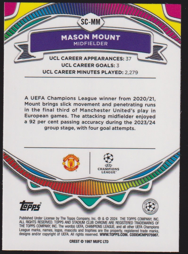 Topps Chrome 2023-24 Mason Mount Manchester United Parallel Refractor – Bild 2