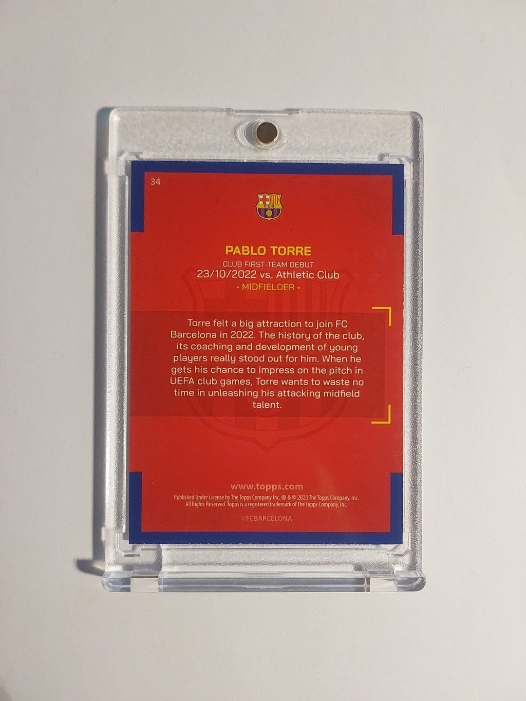 Topps Barcelona Team Set 2022-23 Pablo Torre Parallel Rookie Ultra Rare Hit – Bild 2