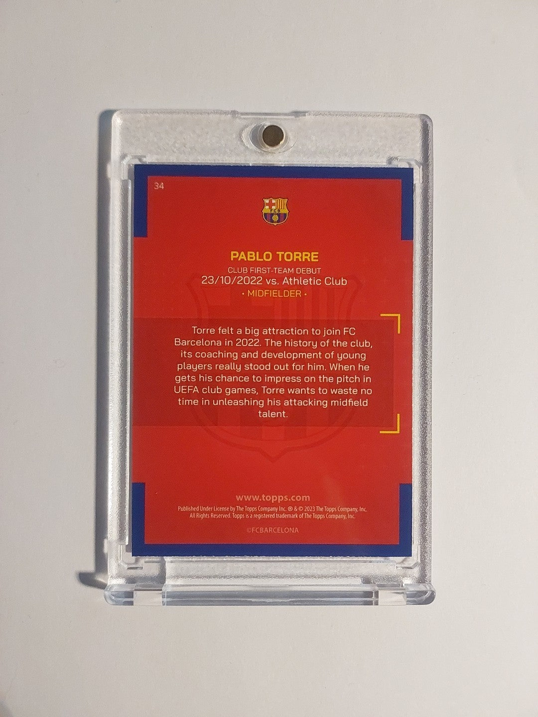 Topps Barcelona Team Set 2022-23 Pablo Torre Parallel Rookie Ultra Rare Hit – Bild 2