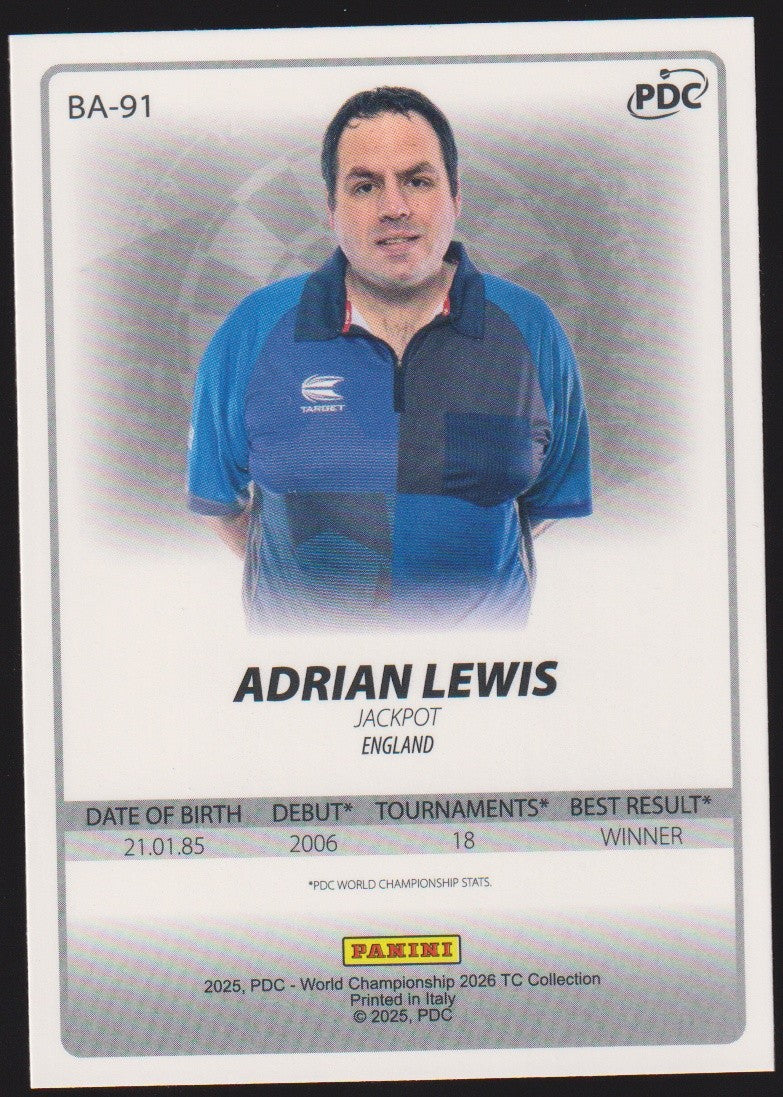 Panini PDC World Championship 2026 Adrian Lewis Refractor Parallel – Bild 2