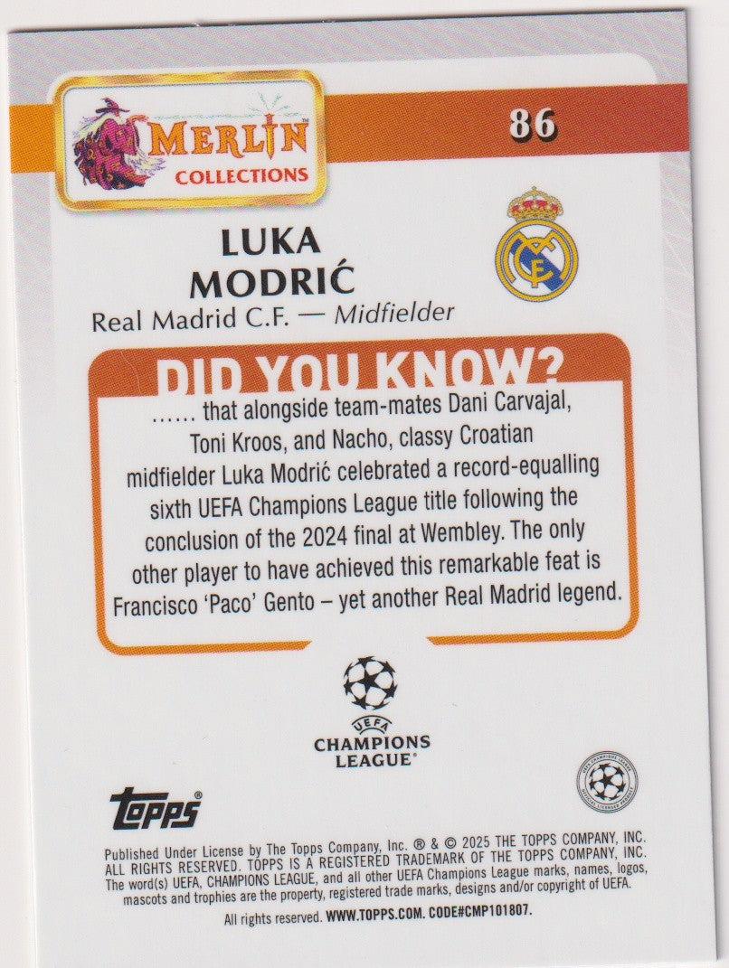 Topps Merlin Collections 2024-25 Luka Modrić Real Madrid C.F. Parallel 101/199 – Bild 2
