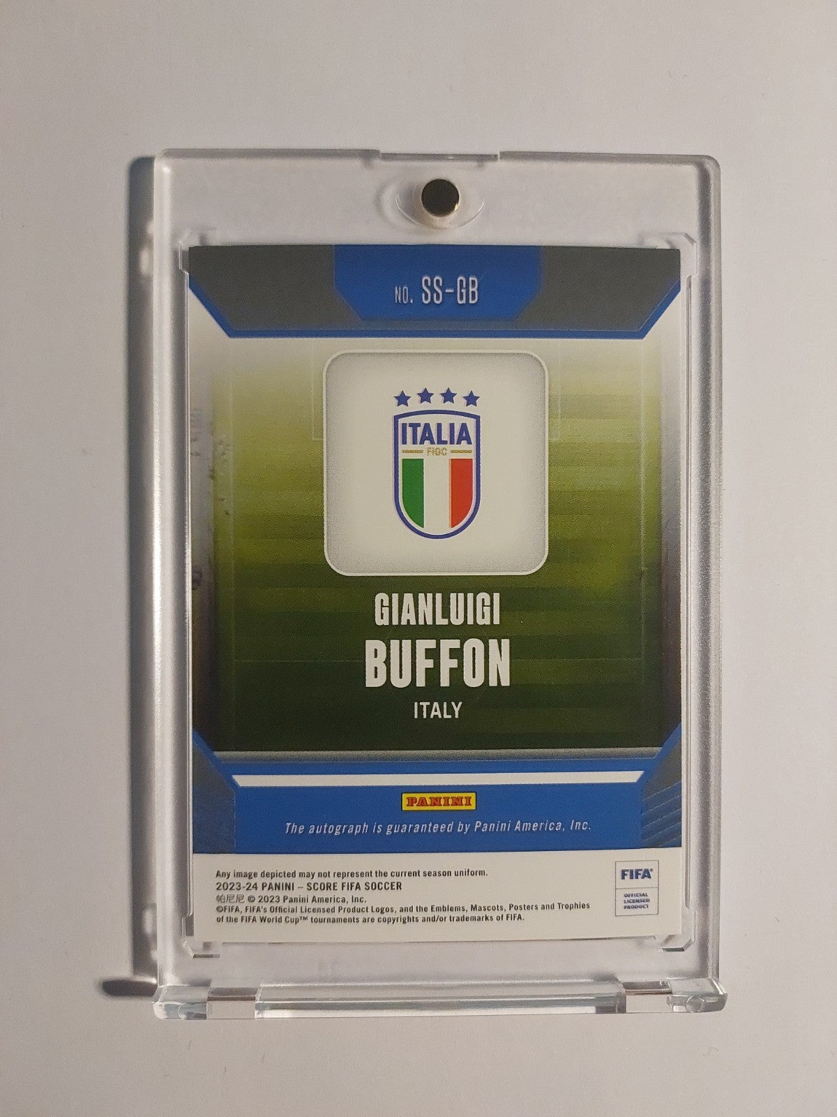 Panini Score 2023-24 Gianluigi Buffon Auto Italien Parallel 1/5 = 1/1 Refractor – Bild 2