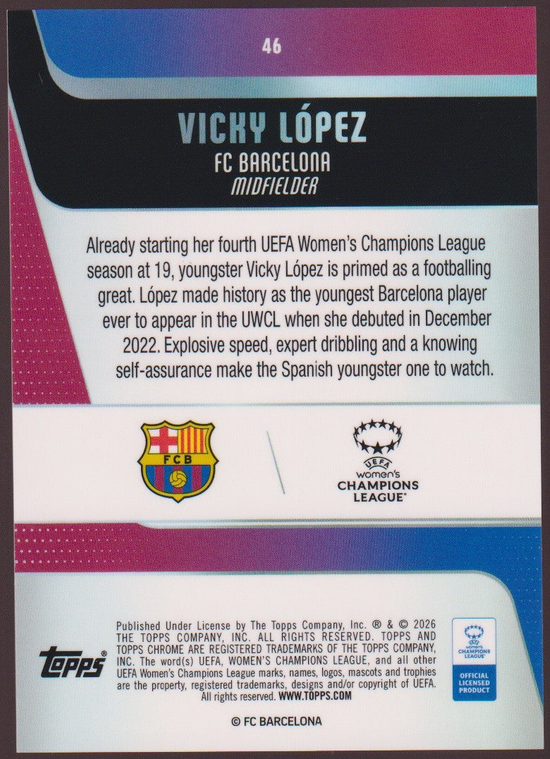 Topps Chrome 2025-26 Vicky Lopez FC Barcelona Parallel 6/50 Refractor Rare – Bild 2