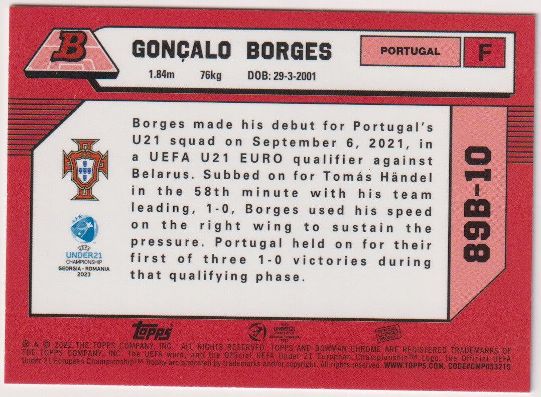 Topps 2022-23 Gonçalo Borges Rookie Portugal Parallel Rare 89B-10 – Bild 2