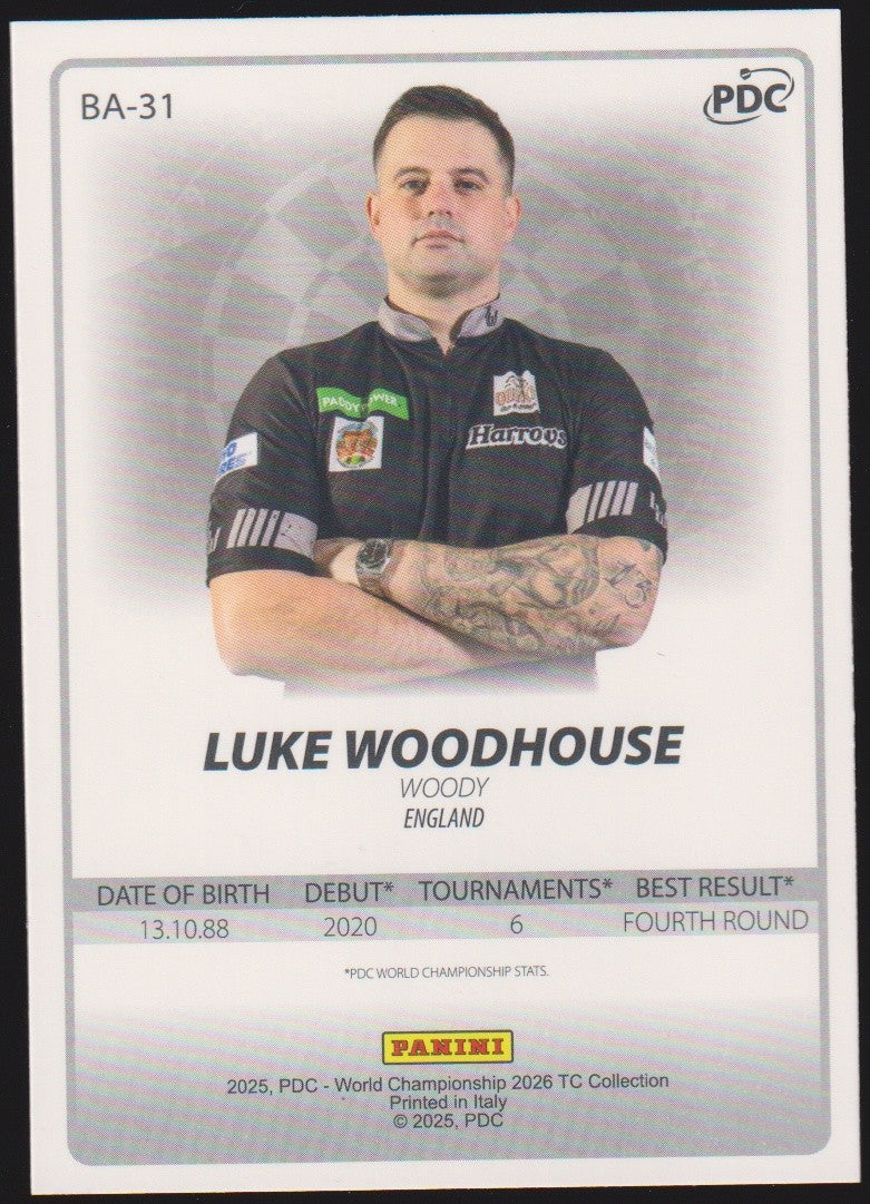 Panini PDC World Championship 2026 Luke Woodhouse "Woody" Refractor Parallel – Bild 2