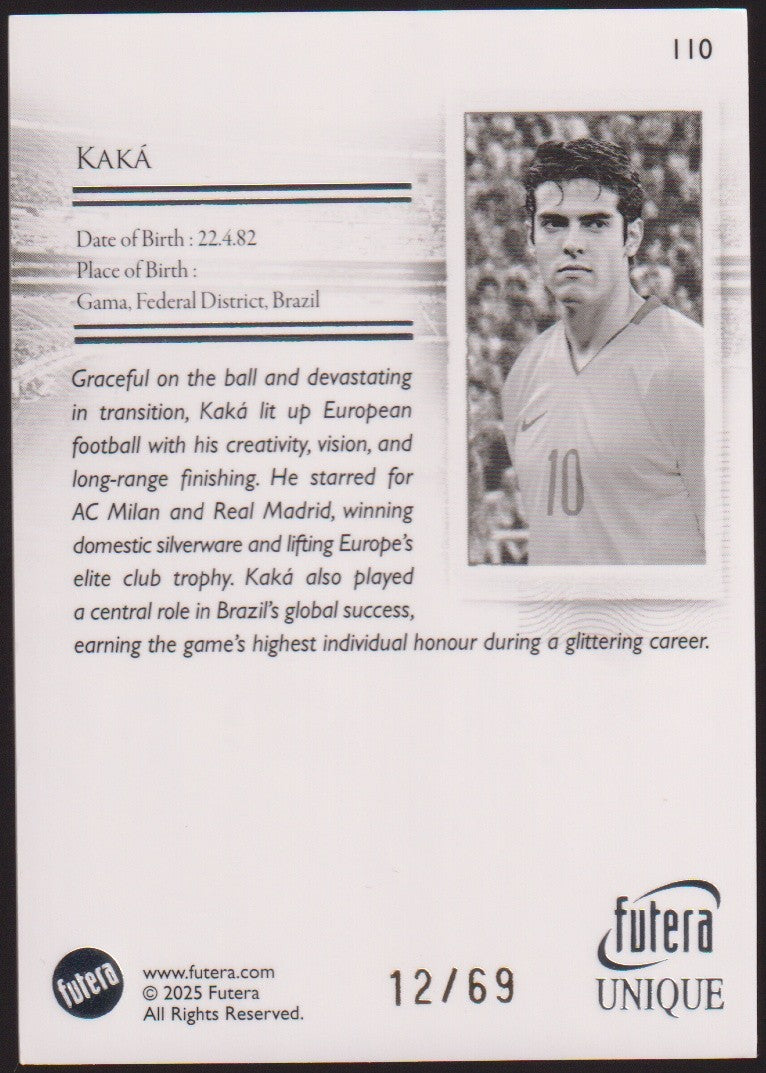 Futera The Greats 2024-25 Kaka Brazil Real Madrid Legend Parallel 12/69 Rare – Bild 2