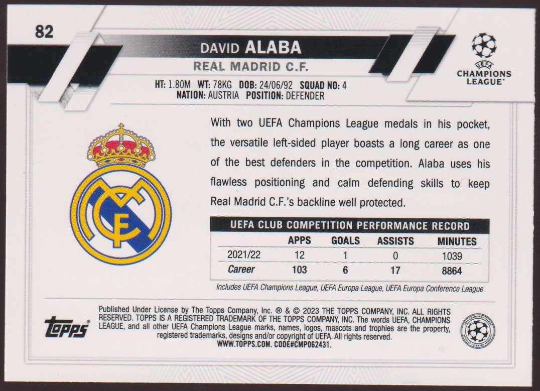 Topps 2021-22 David Alaba Real Madrid C.F. Parallel Rare Refractor – Bild 2