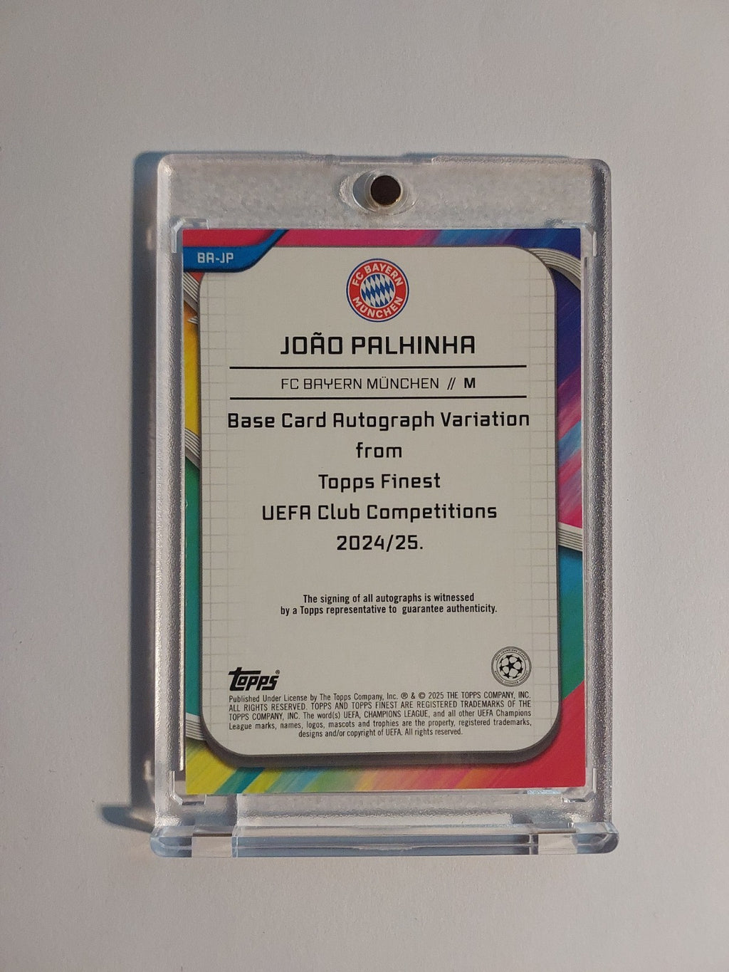 Topps Finest 2024-25 Joao Palhinha Auto Bayern München Parallel 23/75 Refractor – Bild 2