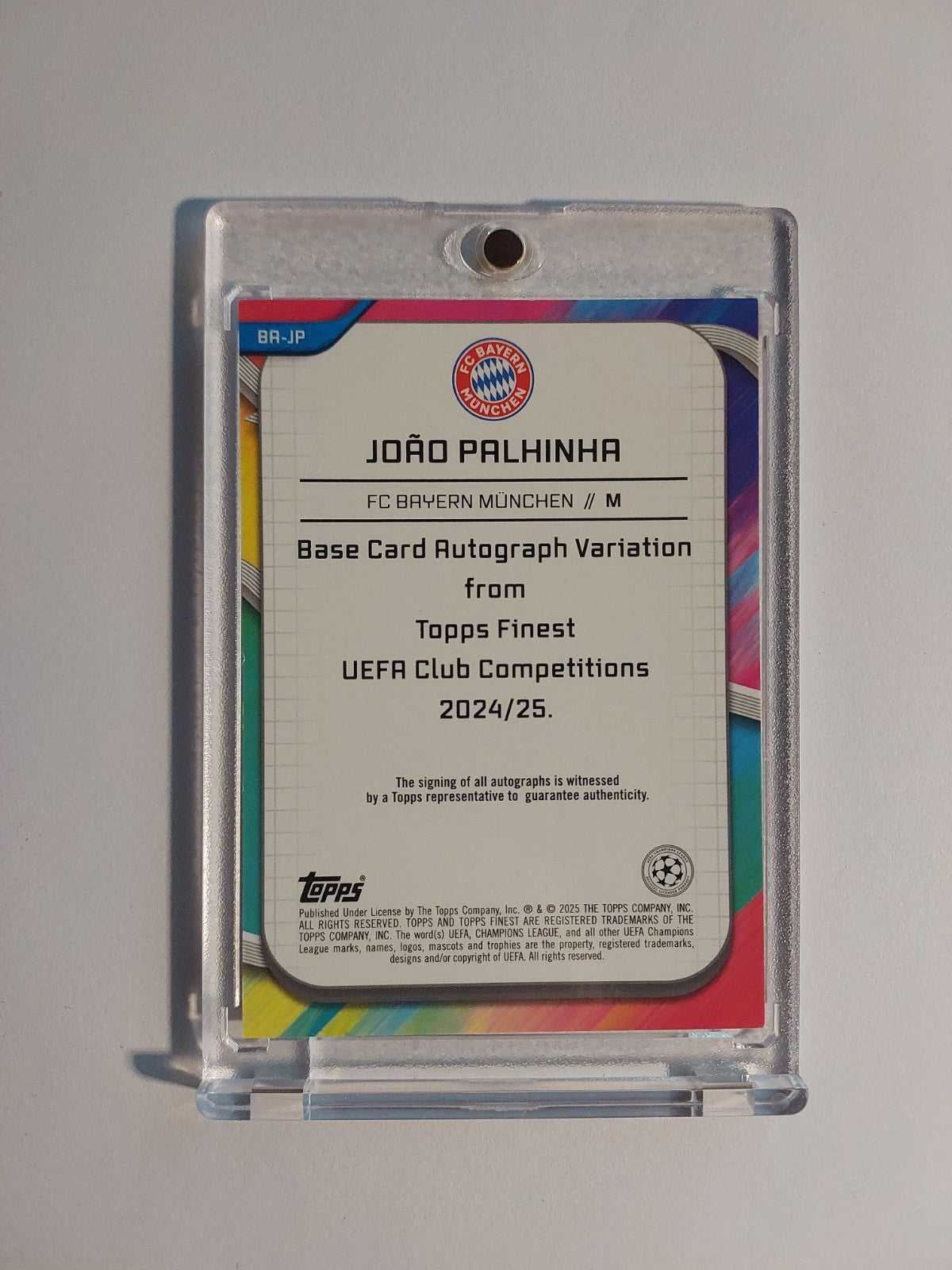 Topps Finest 2024-25 Joao Palhinha Auto Bayern München Parallel 23/75 Refractor – Bild 2