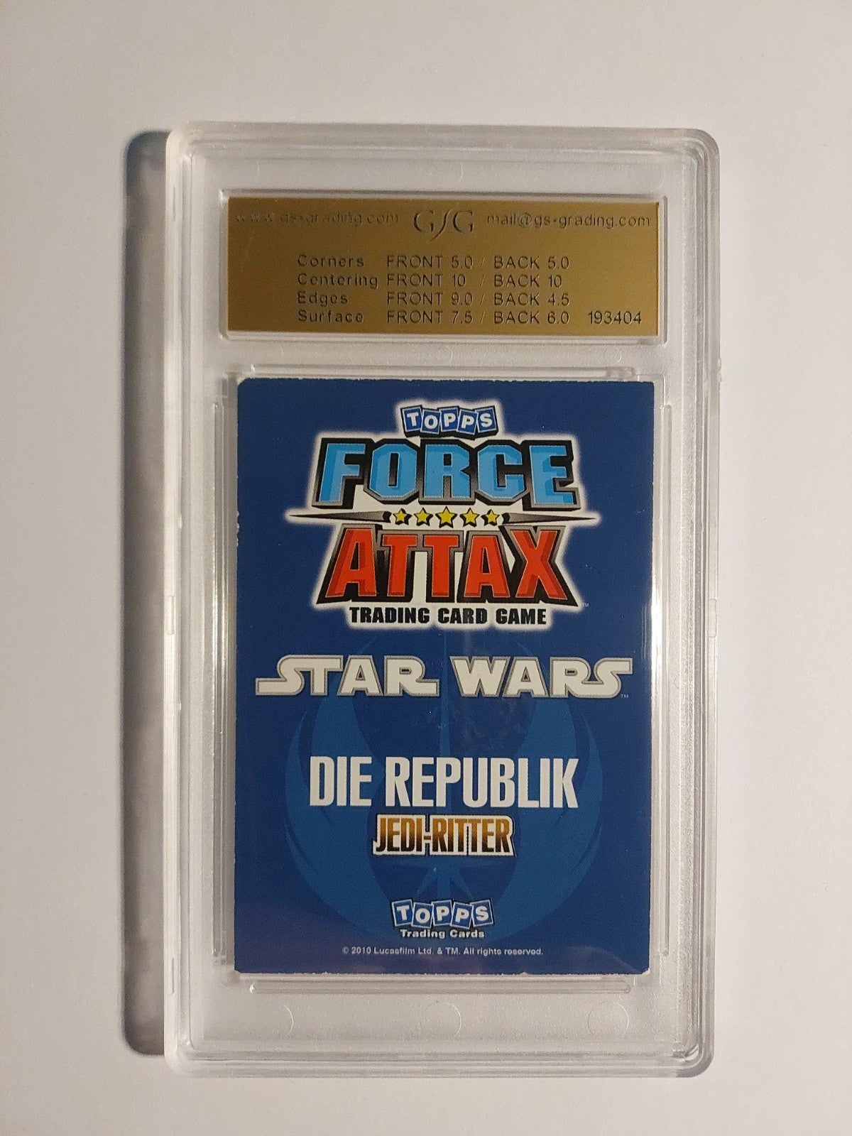 Topps Force Attax 2010 Anakin Skywalker Jedi Ritter Republik GSG 5.5 = PSA Rare – Bild 2