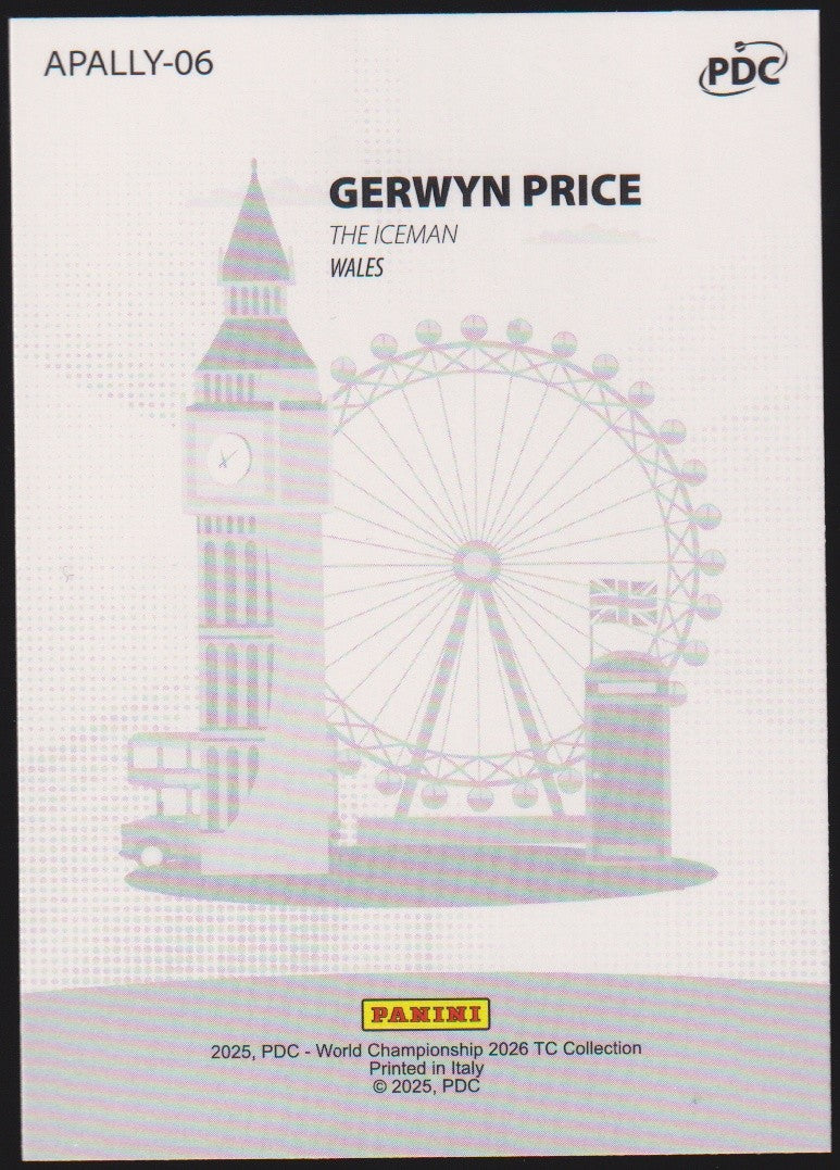 Panini PDC World Championship 2026 Gerwyn Price "The IceMan" Refractor Parallel – Bild 2