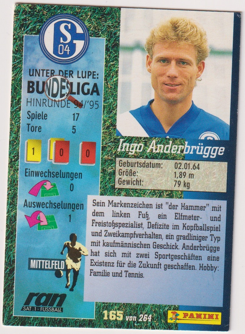 Panini Fussball '95 1994-95 Ingo Anderbrügge Schalke 04 Bundesliga – Bild 2