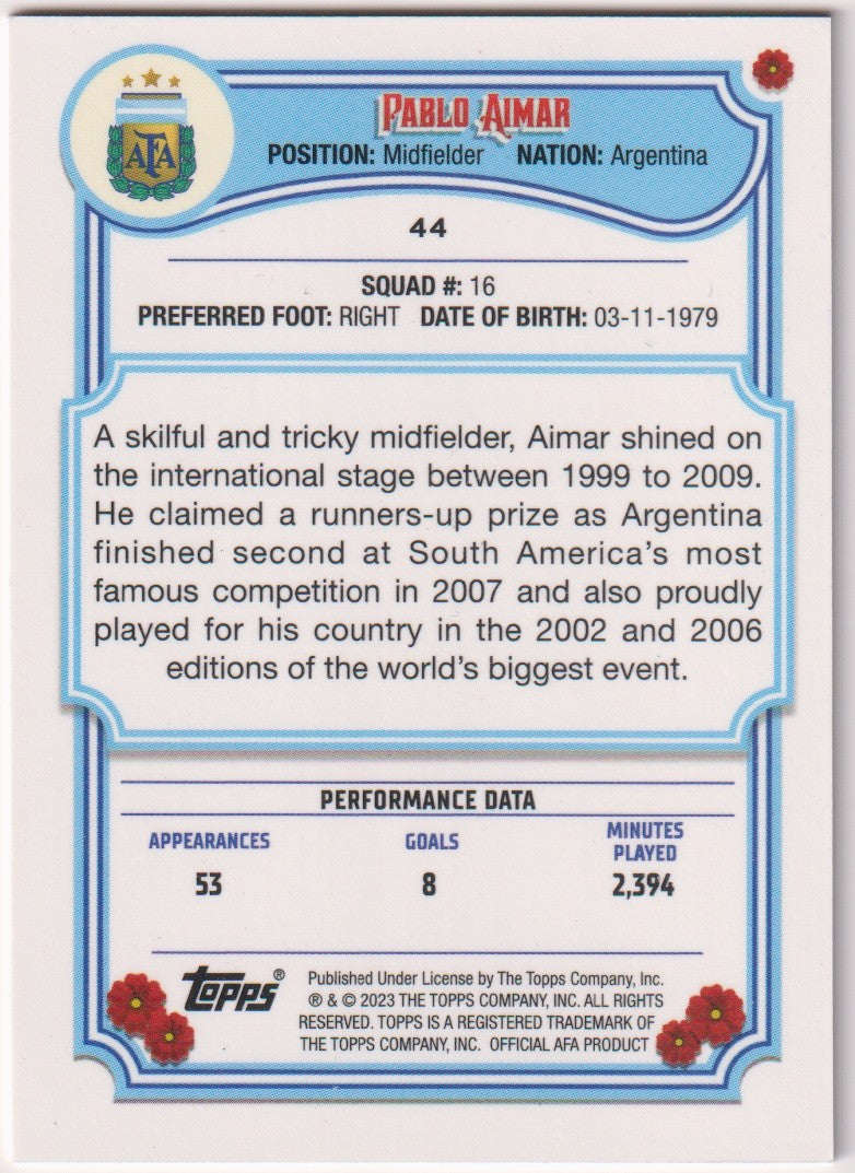 Topps Argentina Lineage 2022-23 Pablo Aimar Parallel Rare – Bild 2