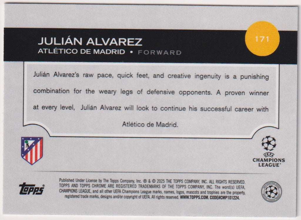 Topps Champions League 2025-26 Julian Alvarez Atlético de Madrid Parallel Rare – Bild 2