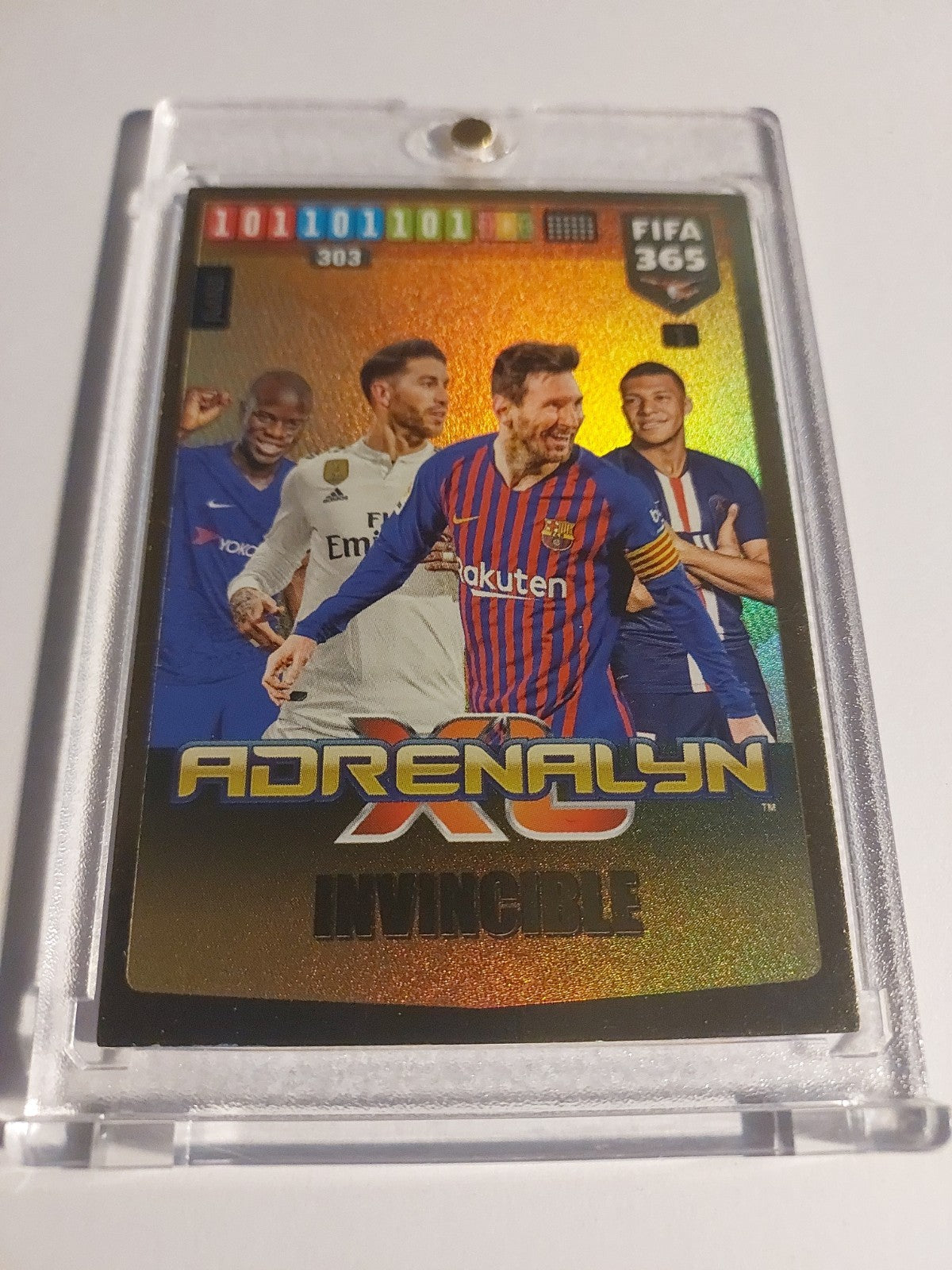 Panini Adrenalyn 2019-20 Messi & Mbappe & Ramos Invincible Gold Parallel Rare – Bild 2