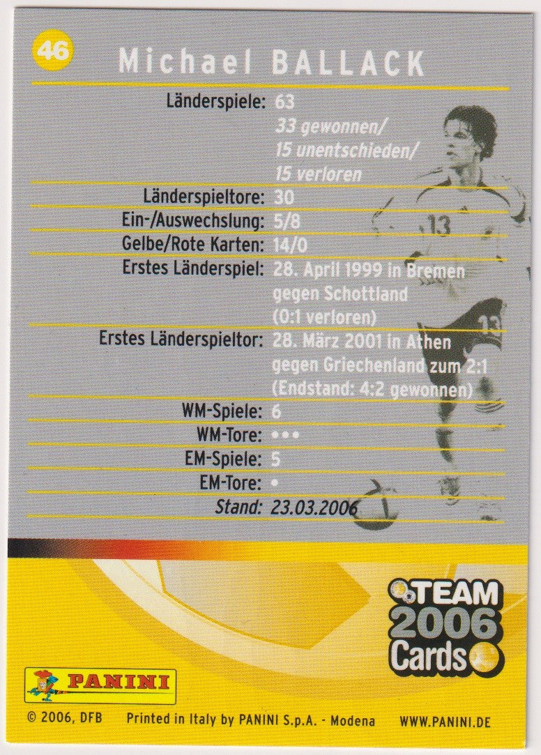 Panini TEAM 2006 Cards Michael Ballack Deutschland Parallel Rare – Bild 2
